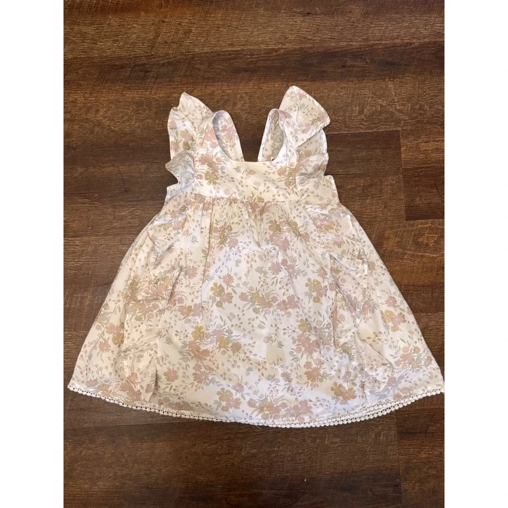 Cupcakes and Cashmere Girls Floral Ruffle Dress Size 5 Cottagecore 100% Cotton